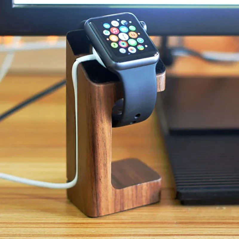 Apple Smartwatch Accessories - حامل شاحن ساعة أبل الخشبي، حامل