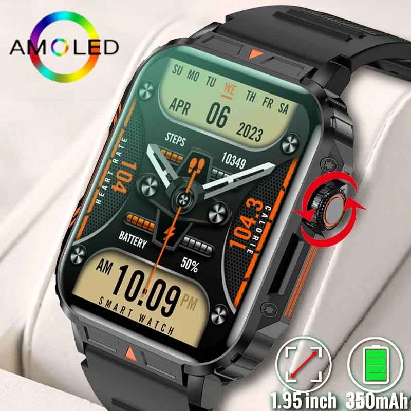 Smartwatch Face - ساعة ذكية عسكرية خارجية للرجال ،