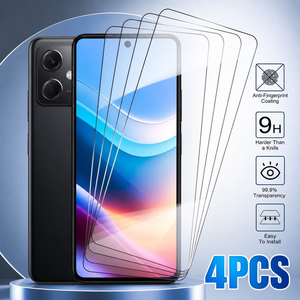 Realme C67 - 4 قطع من الزجاج المقوى لحماية