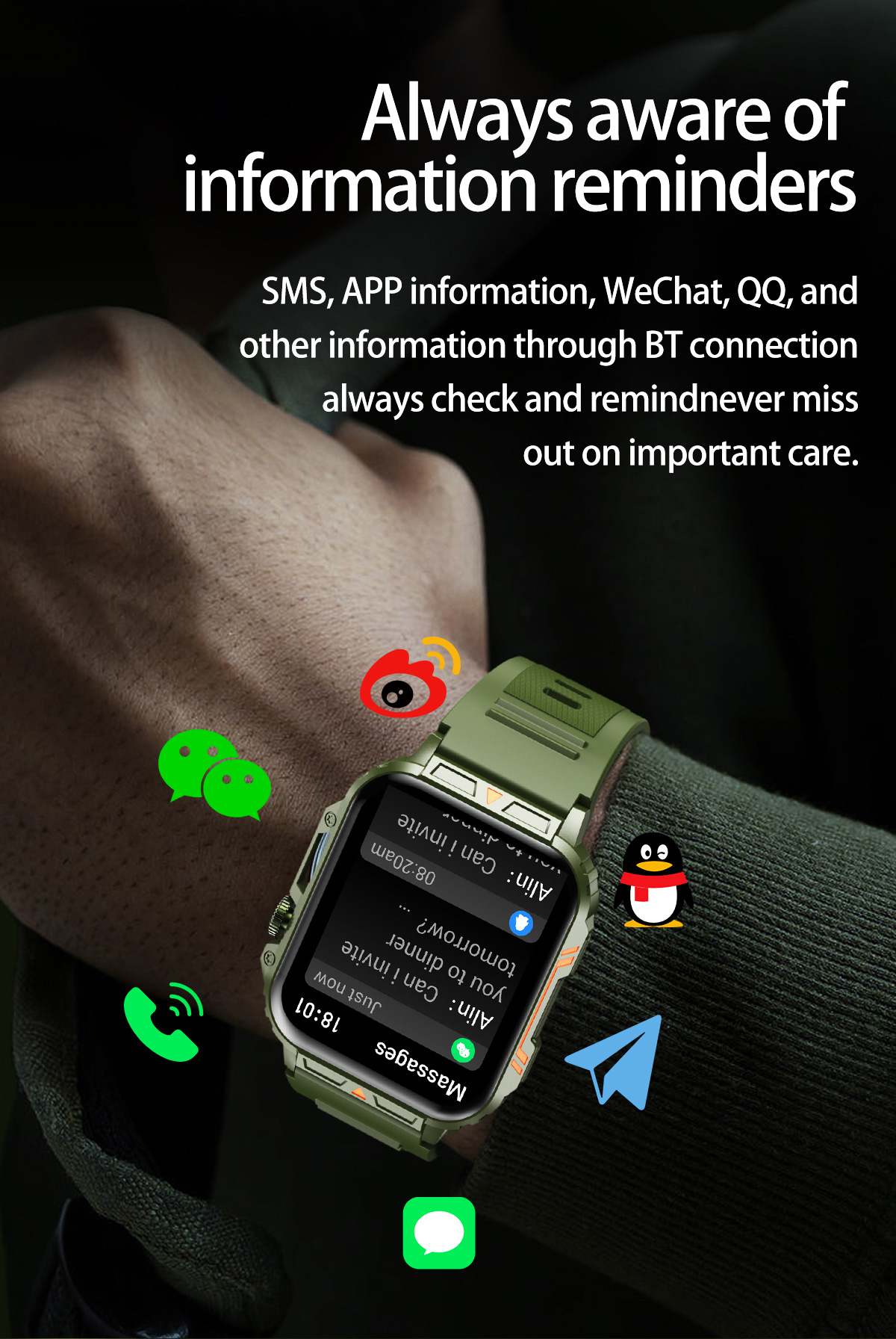 ساعة ذكية عسكرية خارجية للرجال - مراجعة Smartwatch Face وسعره