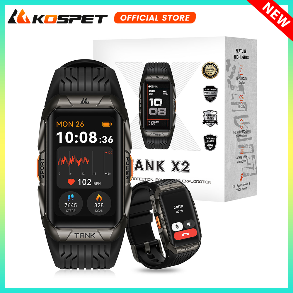 KOSPET TANK X2 ساعة ذكية للرجا - مراجعة Smartwatch Face وسعره